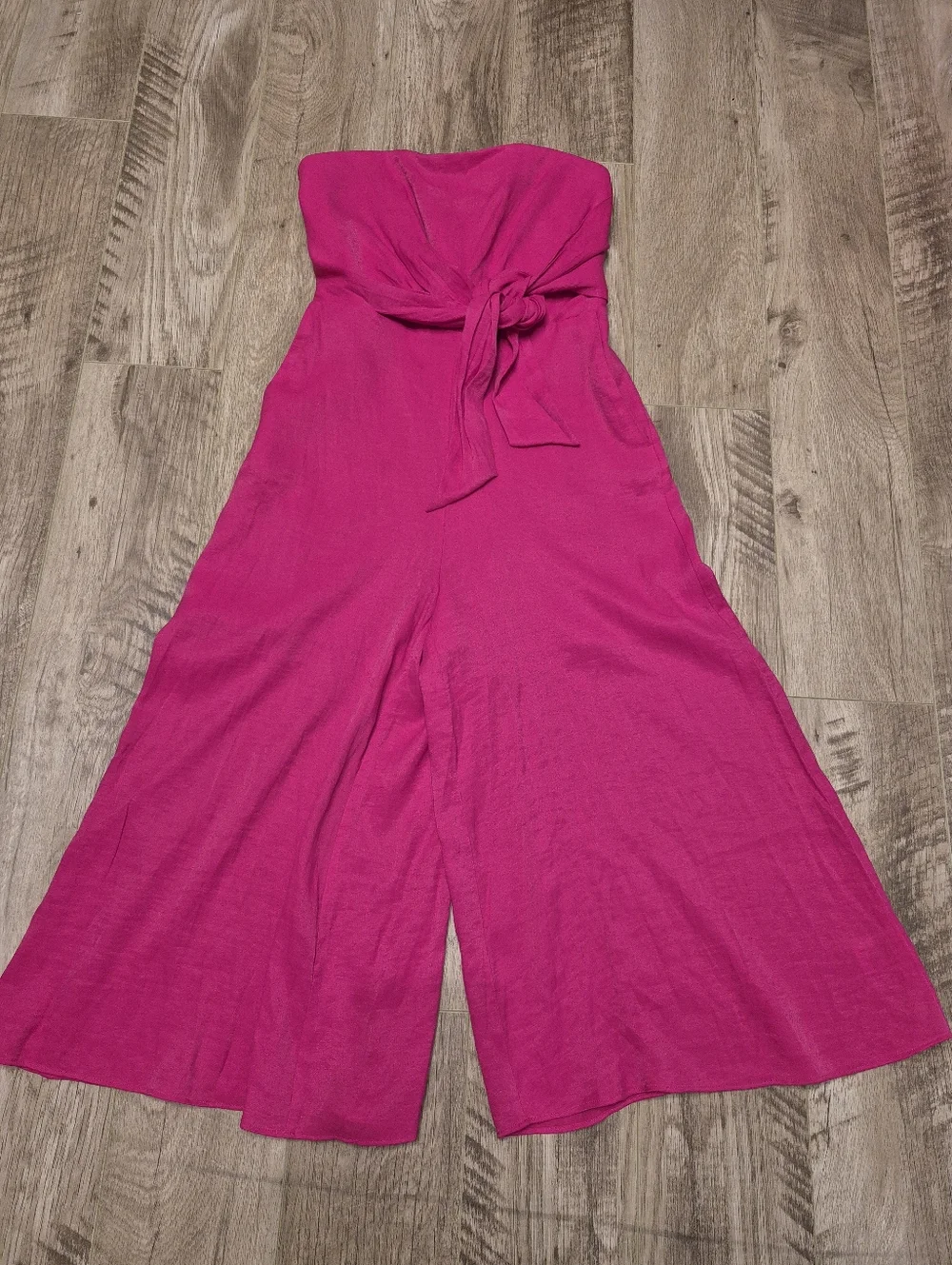 Anthropologie Maeve Women's Feminine Pink Strapless Wide Crop Leg Jumpsuit 0/XS - Picture 3 of 9